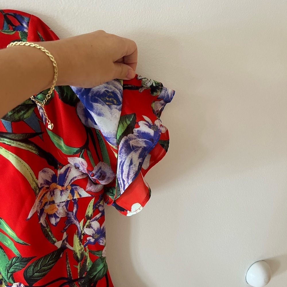 Fashion nova floral red dress midi - Picture 4 of 6